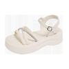 Muffin Platform Sandals 2025 Summer New Fairy Wind Heightened Lightweight Beach Rhinestones Word with Roman Sandals