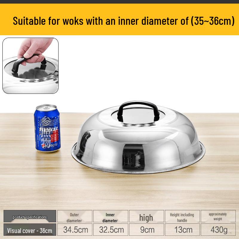 Thickened Stainless Steel Arched Wok Lid