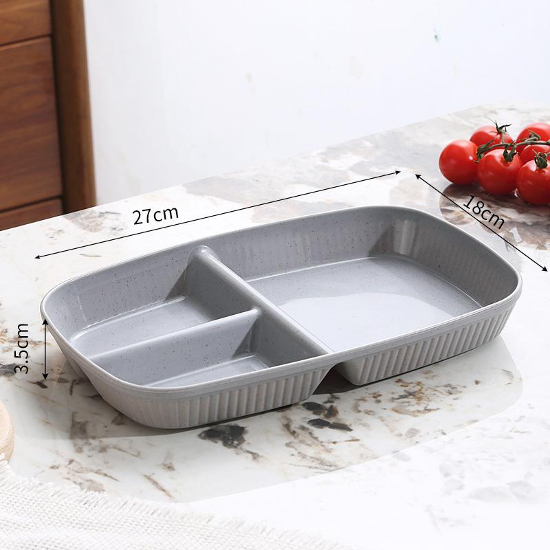 Cute Wheat Straw Divided Plate, 3-Compartment, Drop-Proof, Heat-Resistant - Perfect for Home or Kindergarten Baby Meals