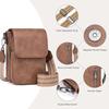 Bolso Bandolera de Cuero Vintage para Mujer Bolso para Teléfono para Mujer Correa Ancha Ajustable Bolso de Mano Compartimentos Múltiples con Cremallera Cartera