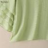 ZANZEA Blusa da Donna Casual Girocollo Monocolore con Volant Manica 3/4 Larga