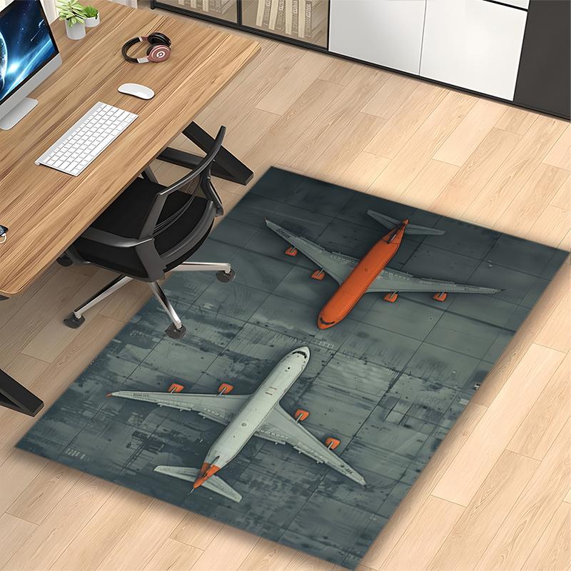 1pc Airplane Rug, Comfortable Printed Home Area Carpet, Cozy Office Chair Rug
