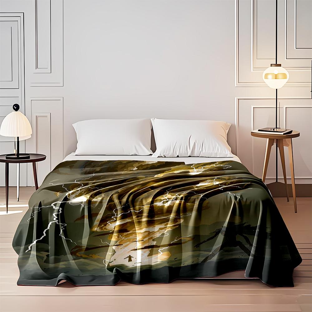 Epic Storm Scene with Lightning and Figure Flannel blanket for bedroom, living room, sofa, and nap sofas.
