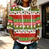 Women's Casual 3/4 Sleeve Hooded Christmas Print Top Festive Pullover T-Shirt for Holiday Outfits