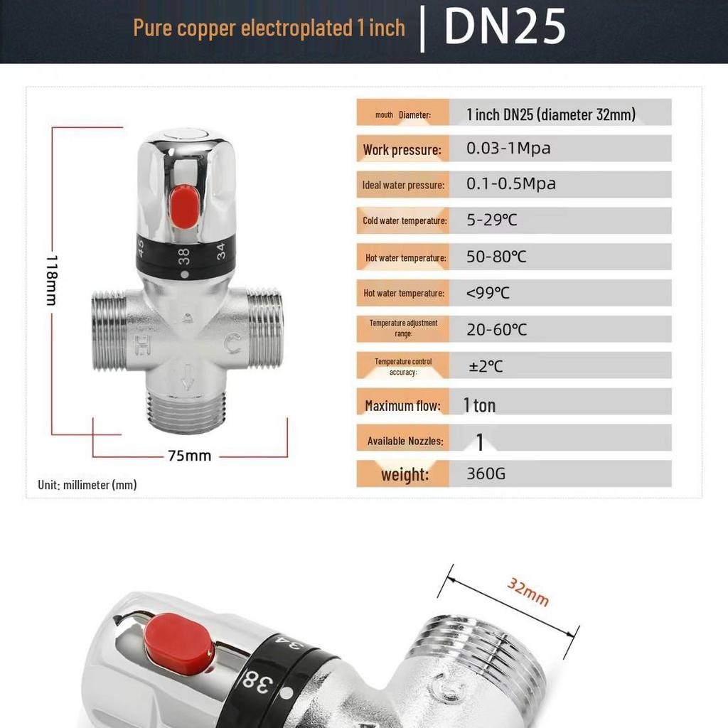 1/2 NPT European Brass Thermostatic Valve for Surface-Mounted Solar Water Heater - Automatic Temperature Control Mixing Valve