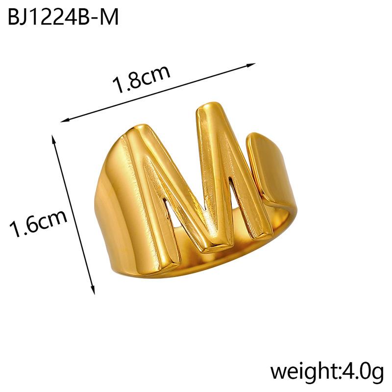 CARLIDANA Designer Initial Letters Alphabet Waterproof Gold Plated Non Tarnish Stainless Steel Fashion Jewelry Rings for Women