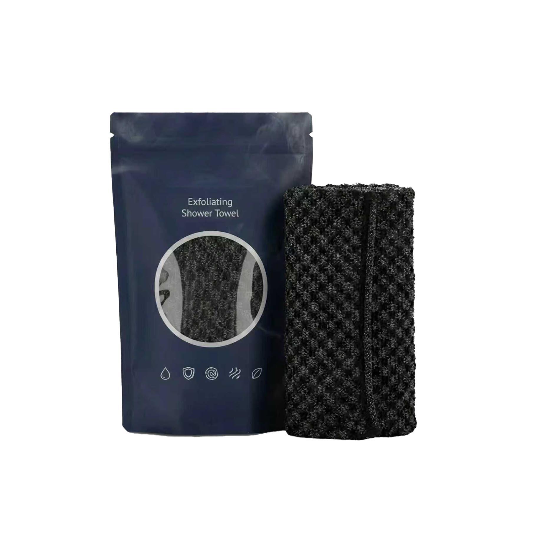 

Nylon Black Checkered Deep Cleansing Bath Towel for Comfortable Full-Body Wash