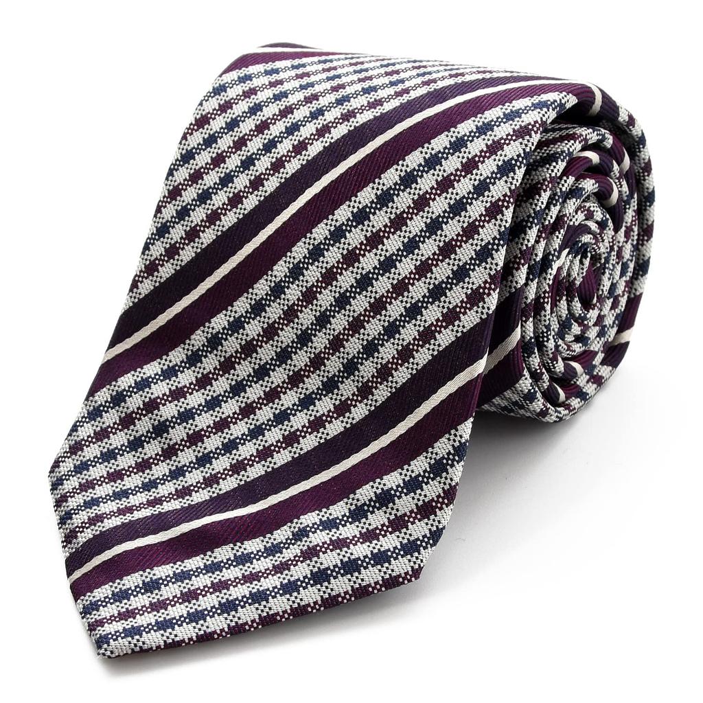 MICHIKO LONDON Brand Made In Italian Silk Jacquard Plaid Regular Size [MICHIKO LONDON] Necktie, Japan, Fabric, Weave, Pattern, Stripe, Business,