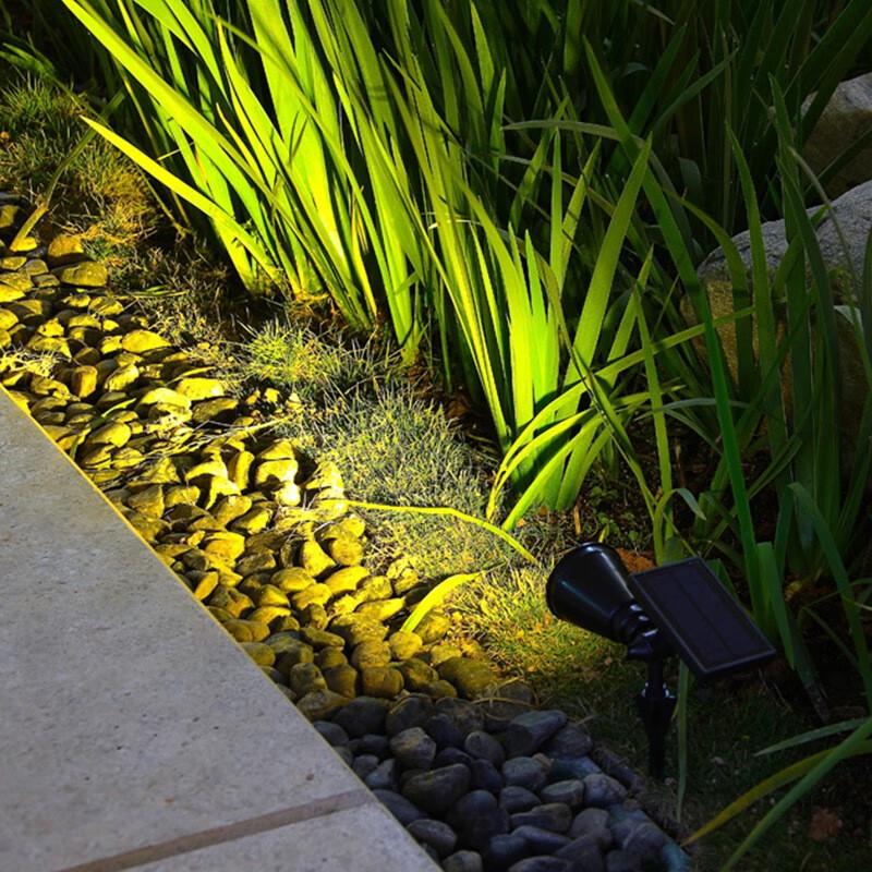 Outdoor Solar 4-LED Warm Light Spotlight