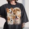 Corgi Full Moon Graphic Tee, Retro Dog Lover Shirt, Cotton Crew Neck