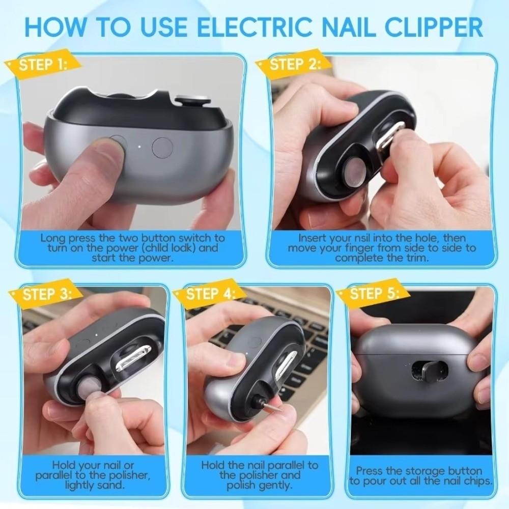 Portable Smart Nail Clipper for Seniors with LED Light Toenail Trimmer