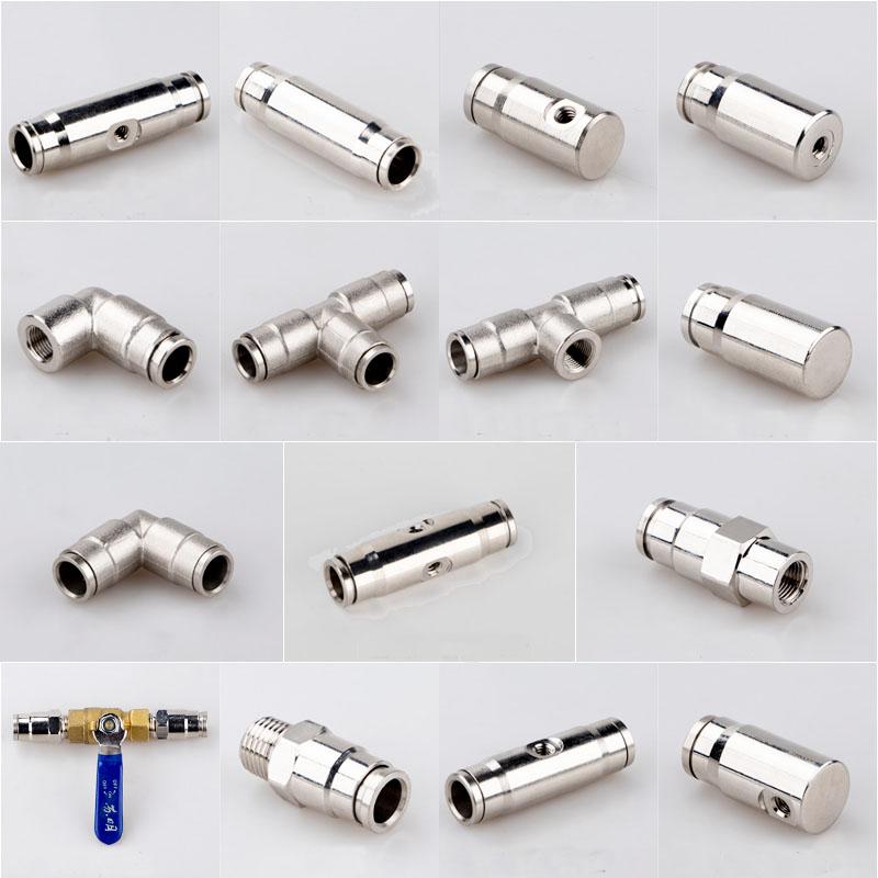 High Pressure Brass 9.52mm misting Nozzle Connector 3/8 Inch Slide Lock Connector Tee Elbow Straight Connector Spray Acce