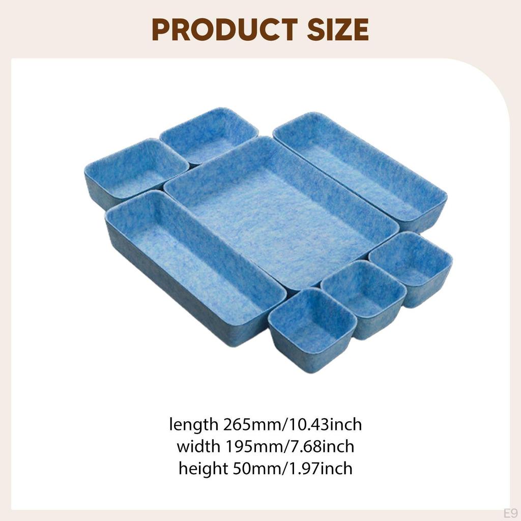 8 Pieces Felt Drawer Organizer Tray Containers Multipurpose Space Saving Dividers Desk