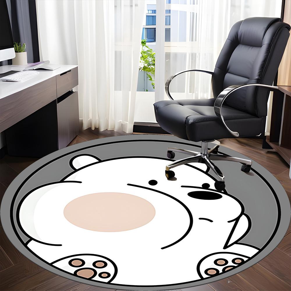 1pc We Bare Bears Office Round Area Rug, Under Office Chairs Bedroom Living Room Home Decor, Room Deco, Available In Various Sizes
