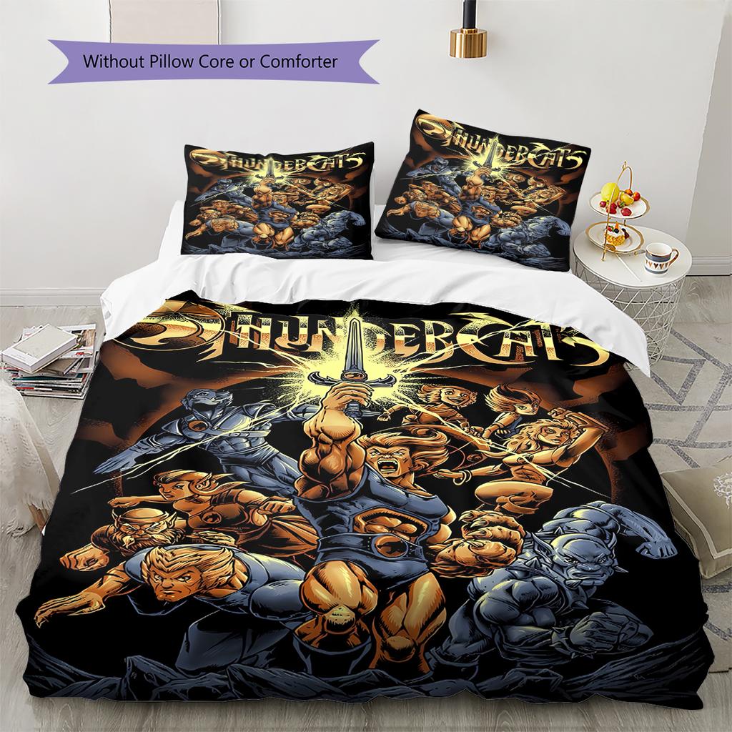 H260212ThunderCats Pattern Bedding,Quilt Set Quilt Cover Pillowcase Home Birthday Gift (1 * duvet cover + 2 * pillowcase, without core)