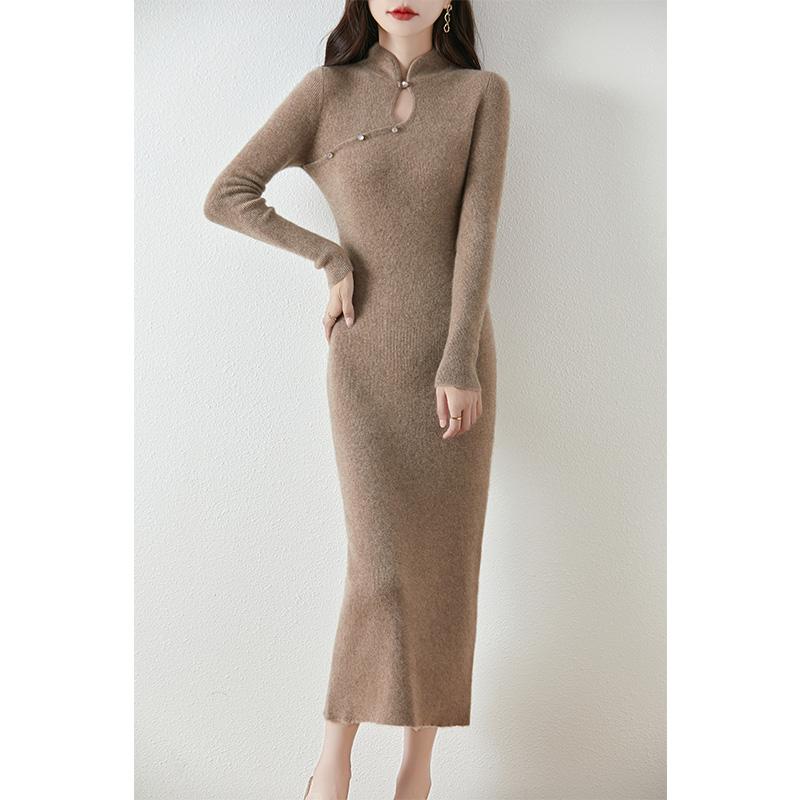 

Женское кашемировое платье Qinghe кашемир 30% кашемир 70% шерсть осенне-зимняя кашемировая юбка мягкая и теплая L