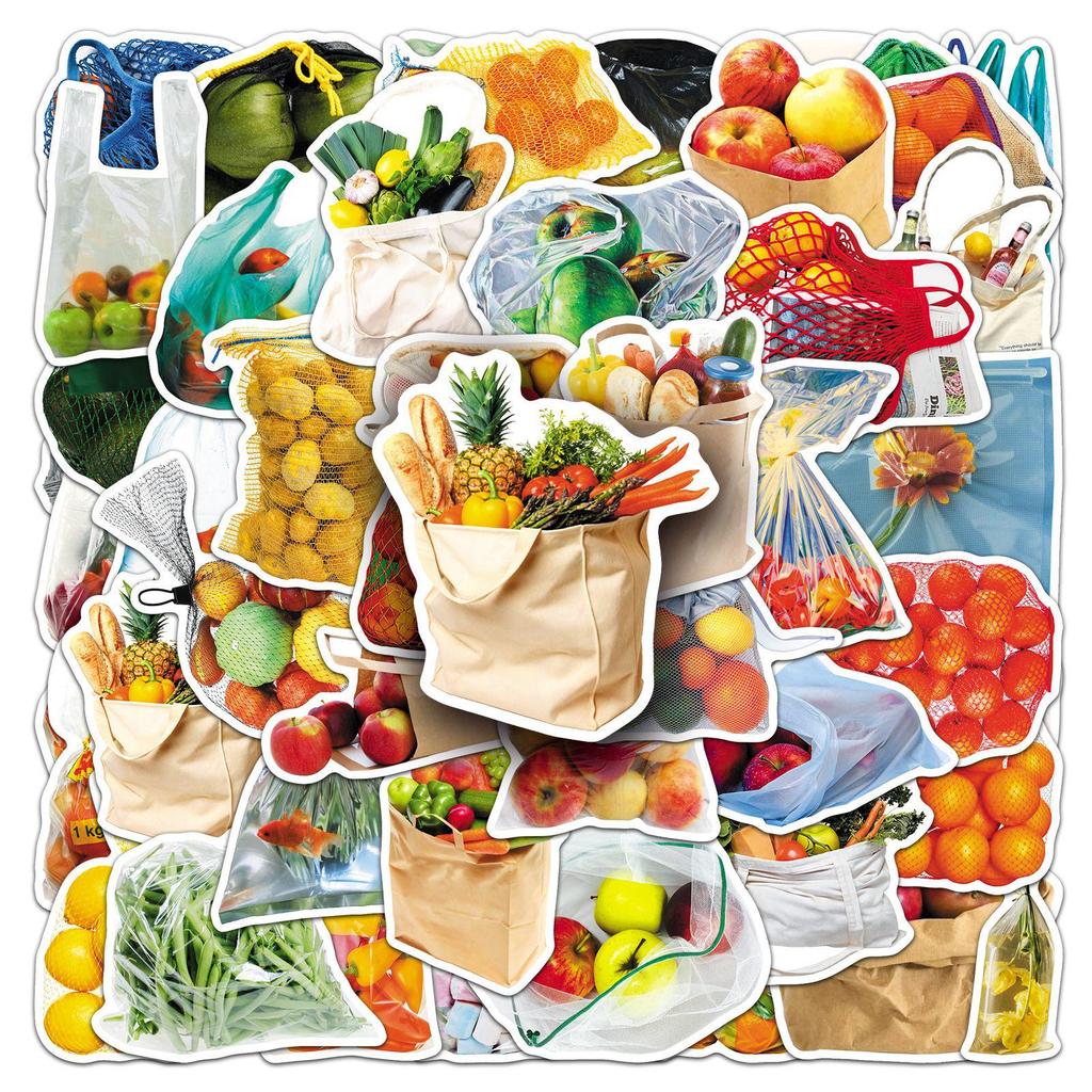 50-Pack Realistic Fruit & Vegetable Waterproof Stickers for Food Decoration and Notebook Planning