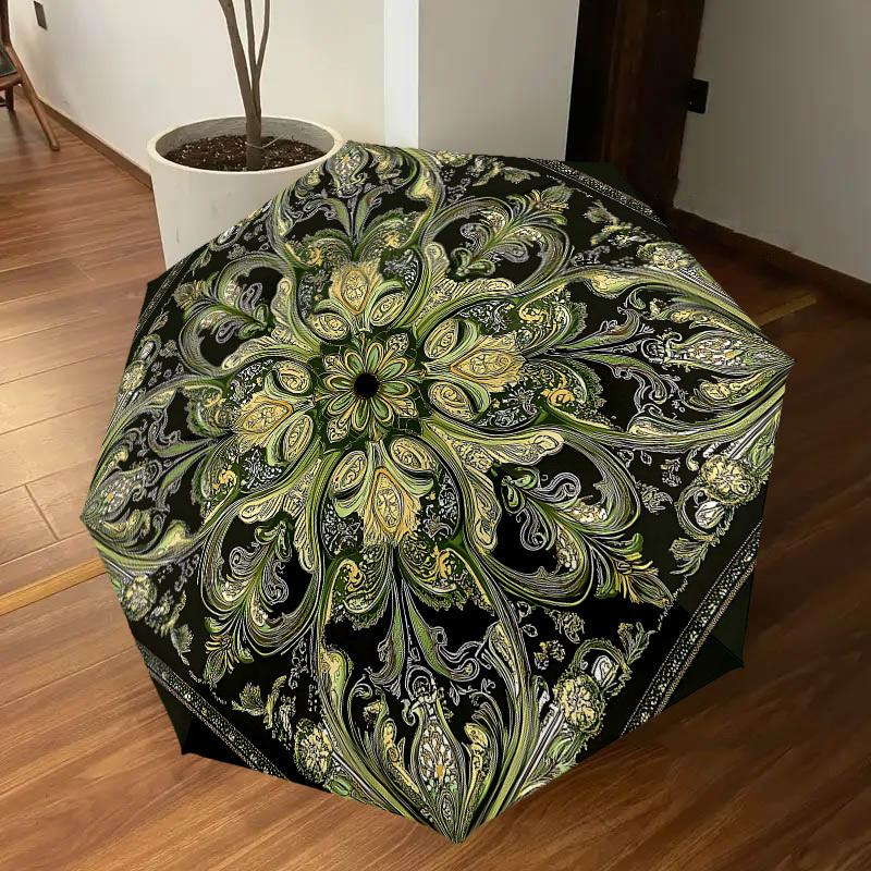1PC Floral Pattern Umbrella-8-Rib Reinforced Portable Folding Travel Suitable for All Seasons Outdoor Daily Use Is an Ideal Choice -K0344