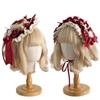 Lolita Sweet Ruffled Lace Bows Ribbons Straw Hats Girls Cute Cherry Hair Accessories Women Victorian Tea Party Elegant Headbands