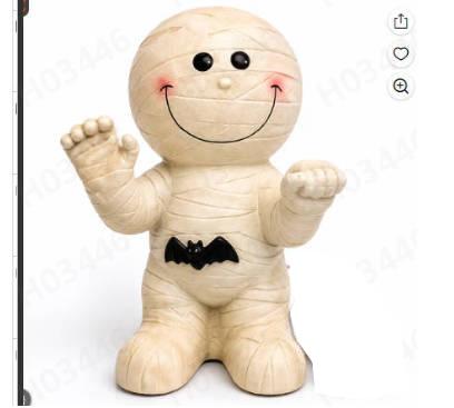 USB Powered Mummy Night Light Figurine Halloween Decorative Table Lamp with Soft Glow for Indoor Use