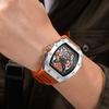 Moderne Ruimas Marke Automatische Uhr Für Männer Sport Silikon Wasserdicht Mechanische Armbanduhr Mit Silikonarmband Tonneau Zifferblatt