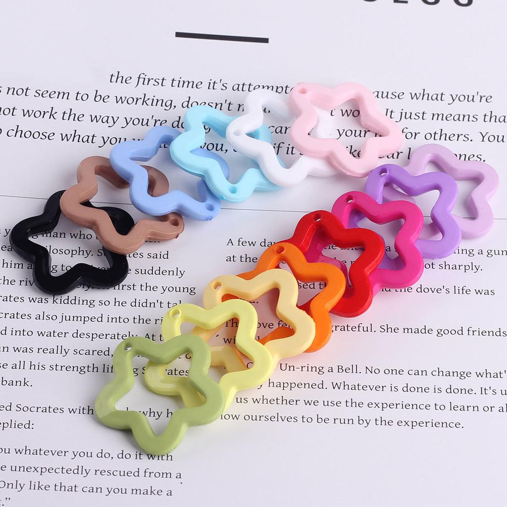 30x29mm Macaron Color Solid Hollow Cartoon Star Charms With Hanging Hole Acrylic DIY Earrings Ornaments Jewelry Accessories