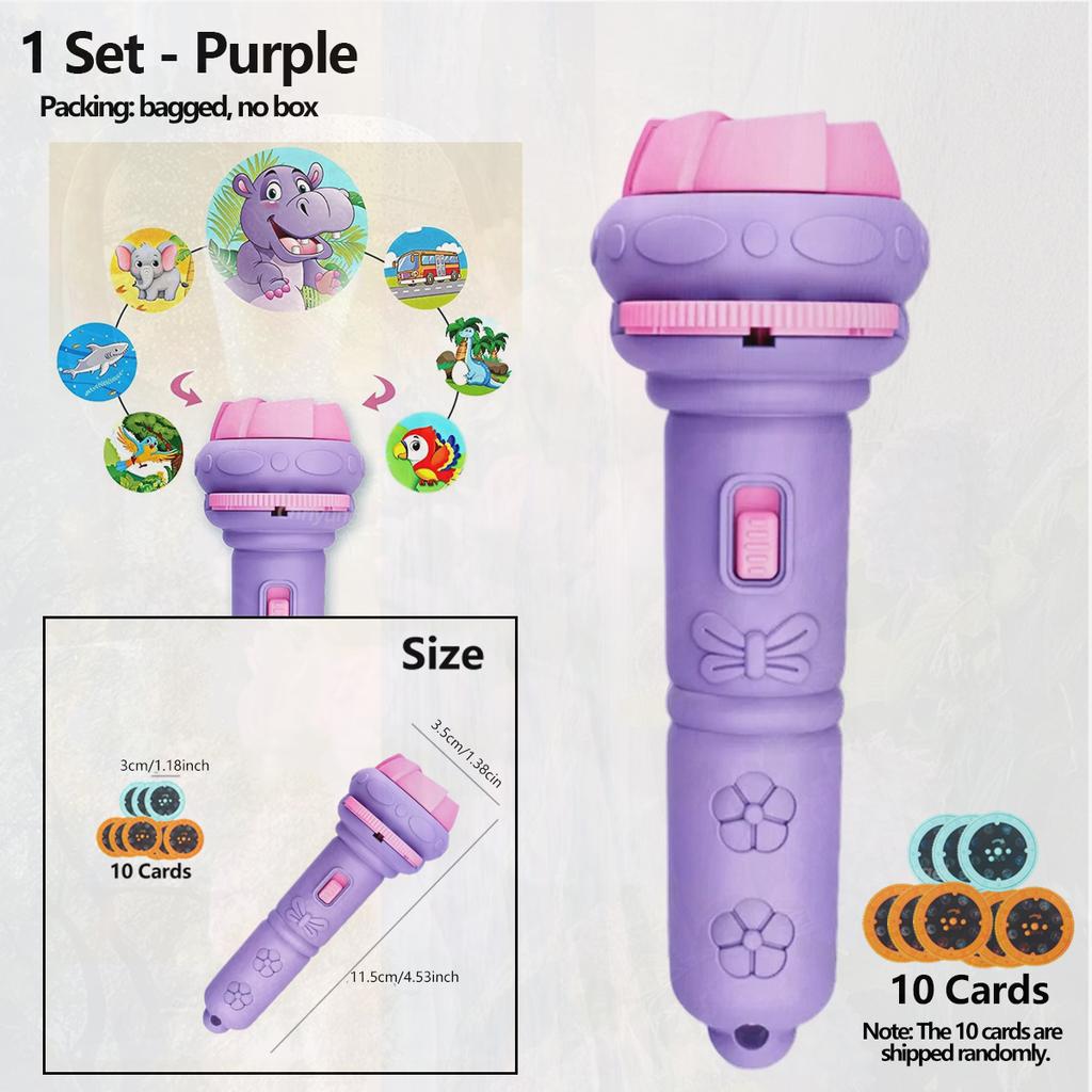 Projector Flashlight For Kids 10 Cards 80 Patterns Bedtime Toys Cartoon Light Educational Toy Gift For Toddler Boys Girls Gifts