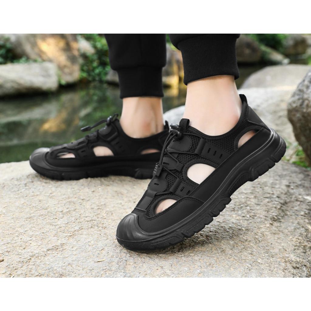 Men's Shoes Summer Beach Hole Wading Shoes Rotating Button Sandals Men's Casual Shoes Hollow Outdoor Shoes