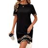 Leopard Print Patchwork Round Neck T-shirt Dress for Women, Summer 2025