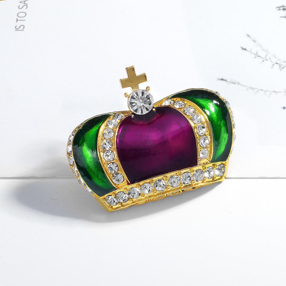 Vintage Crown Brooch Alloy Rhinestone Jewelry For Women And Men