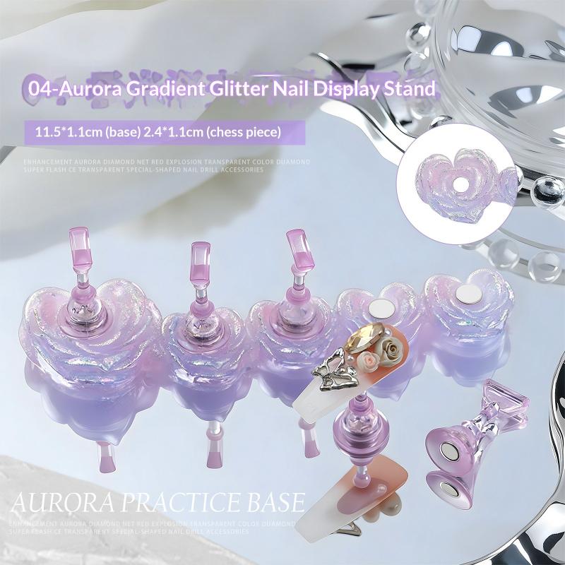 Aurora Flowers Magnetic Nail Tip Display Stand For Manicure Press-On Nails Training Gel Nail Polish Nail Tip Display Tool