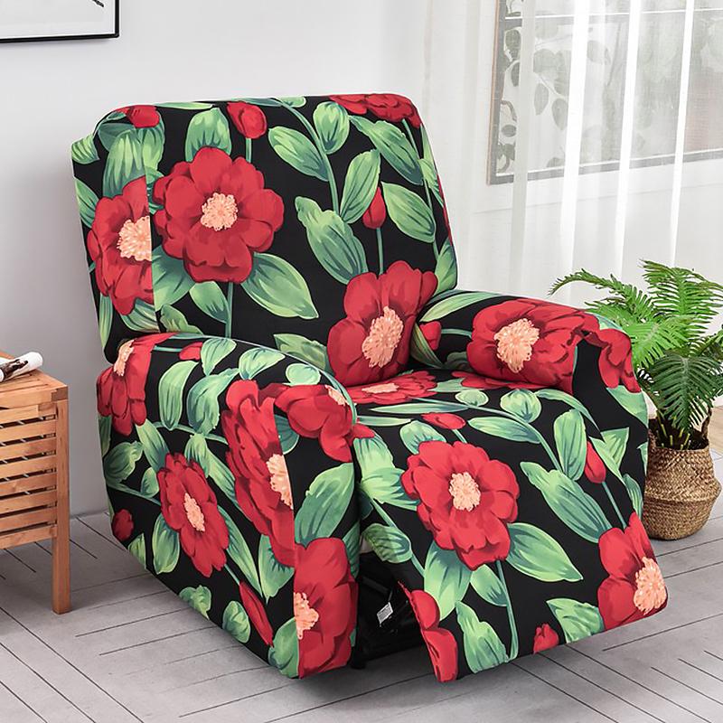 Recliner Chair Cover 4-Pieces, Stretch Sofa Slipcover 1 Seater Sofa Covers for Living Room Furniture Covers with Elastic Bottom