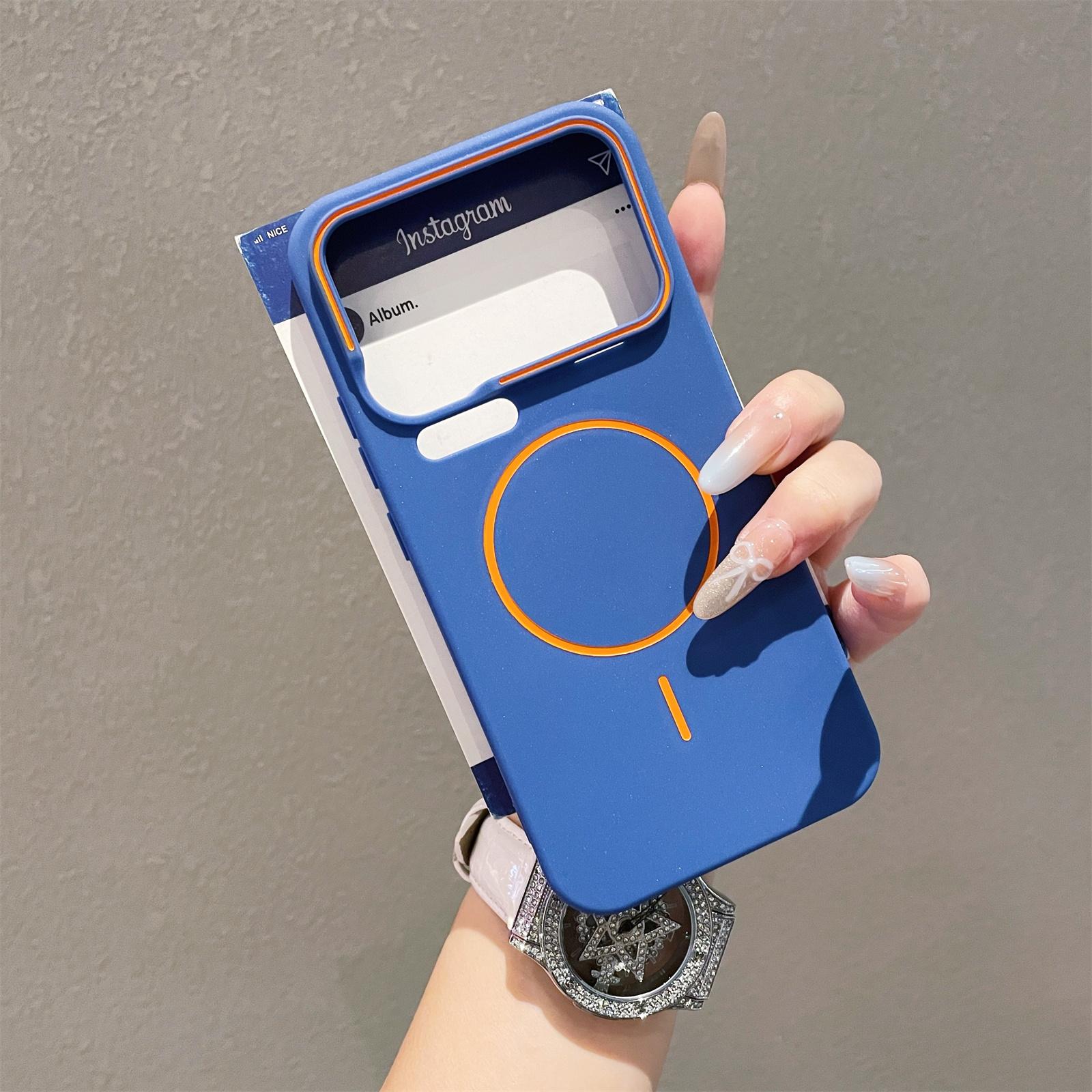 

Thin Circle Magnetic Solid Color Phone Case for iPhone 17/16/15/14/13/12/11 Pro/17 pro Max Protective Shockproof Cover iPhone17 Pro синій