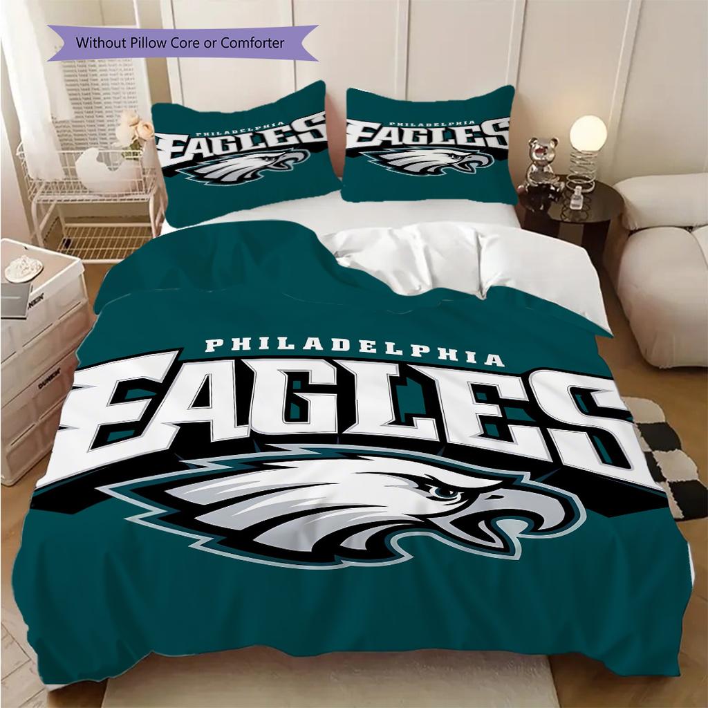Philadelphia Eagles Pattern Bedding Quilt Set Quilt Cover Pillowcase Home Decoration Birthday Gift (1 * duvet cover + 2 * pillowcase, without core)