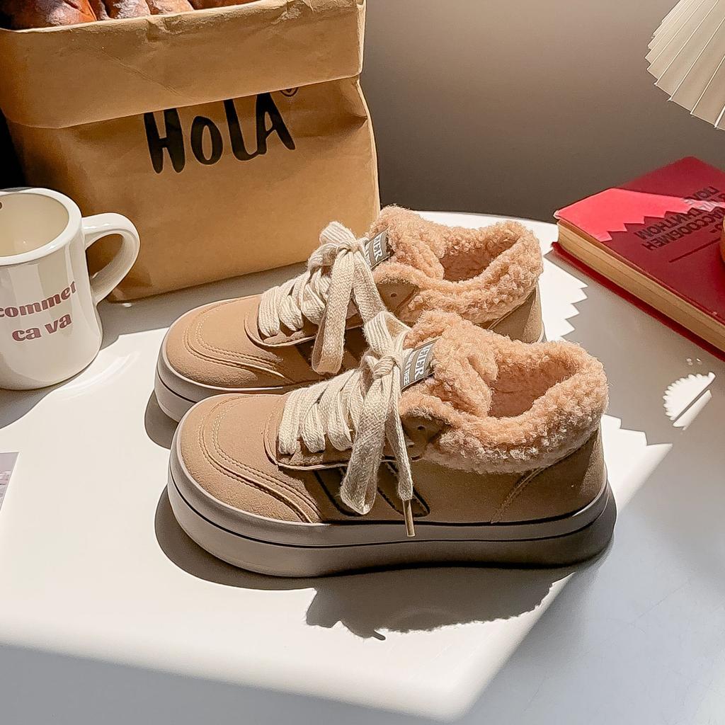 Belle platform German training shoes winter velvet lamb wool snow boots cotton shoes two cotton shoes