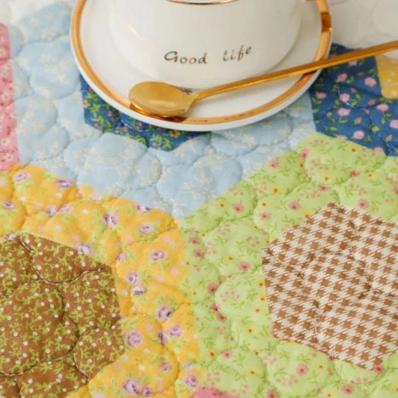 Fresh Countryside Style Couch Mat Cotton Four Seasons Anti Slip Dustproof Cushion Quilted Full Coverage Sofa Cover Cloth Towel