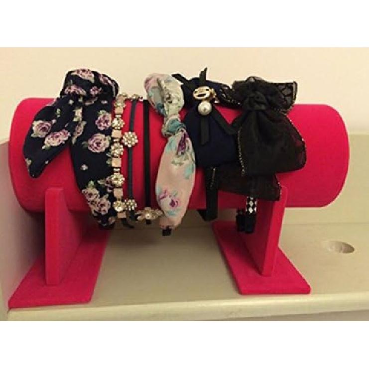 Heißes Pink Farbe Samt Separates Abnehmbares Schmuck Stirnband Haarreif Haarband Haarspange Halter Präsentationsständer Rack Organizer