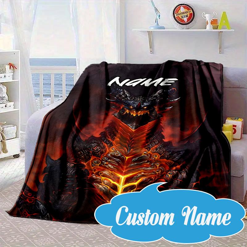 Custom Name Dark Kingdom's Rise Warcraft Blanket Bed Sofa Blanket Flannel Blanket for Camping, Hiking, Picnic Essentials,gift for Fan Family