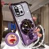 For Oneplus 13 13T 12 11 11R ACE 5 3 Pro Case Glitter Plating Makeup Mirror Magnetic Phone Holder Bracelet Cover