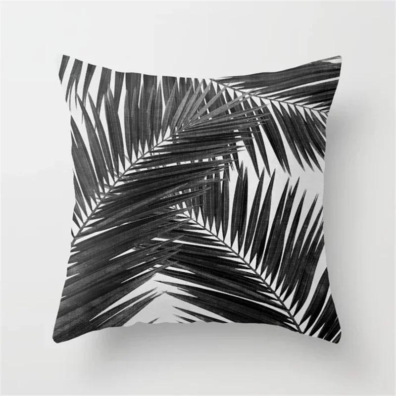 Rose Gold Pink Palm Pillowcase Tropical Plants Polyester Cushion Cover Pillowcase For Living Room Sofa Car Home Decor 45X45Cm