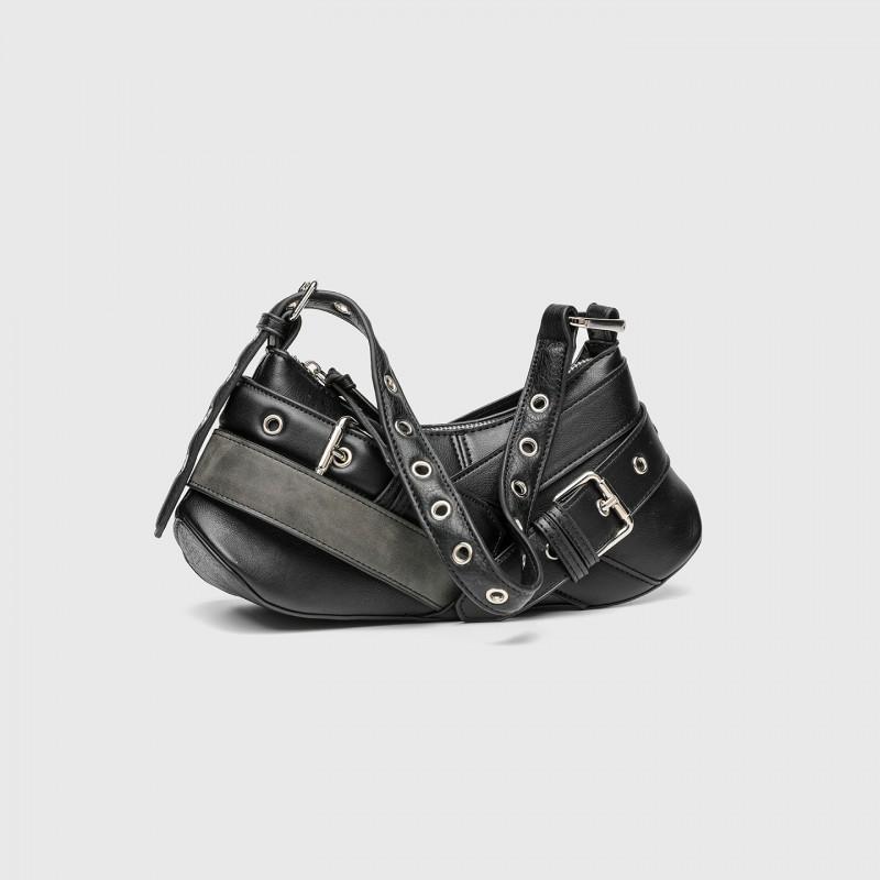 ZR Fashionable Niche Retro Brown Black Hot Girl Armpit Bag One-shoulder Women's Belt Decorative French Stick Portable