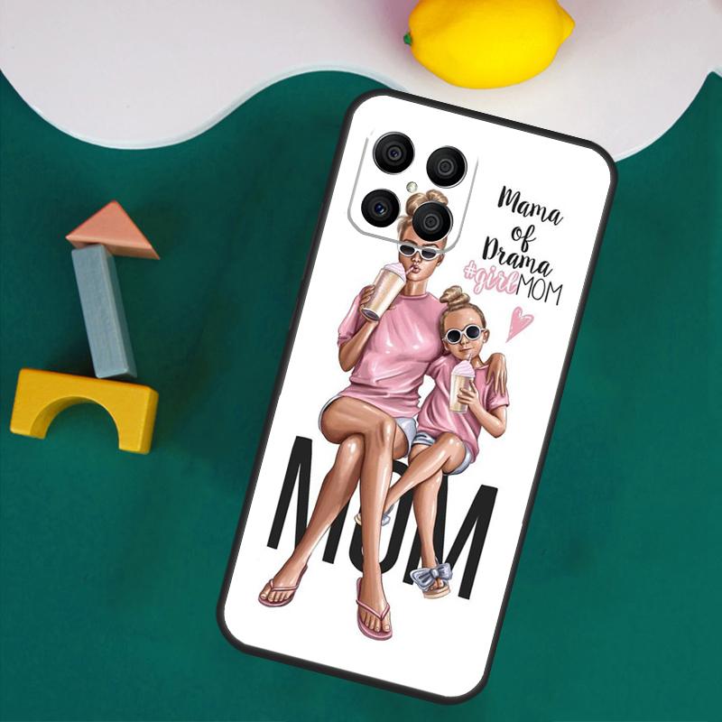 Black Brown Hair Baby Mom Girl Queen Case For Honor Magic 7 Lite 5 6 Honor 200 Pro 50 70 90 Lite X9a X8a X8 X9 X8b X9c X9b Cover