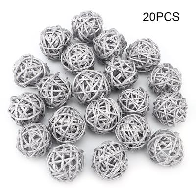 20Pcs Rattan Balls for Garden Wedding Party Christmas Decoration(Silver)