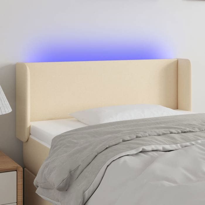 VidaXL Tête de Lit à LED Meuble de Chambre à Coucher Accessoire de Lit Simple Tête de Cadre de Lit Intérieur Crème 3122943