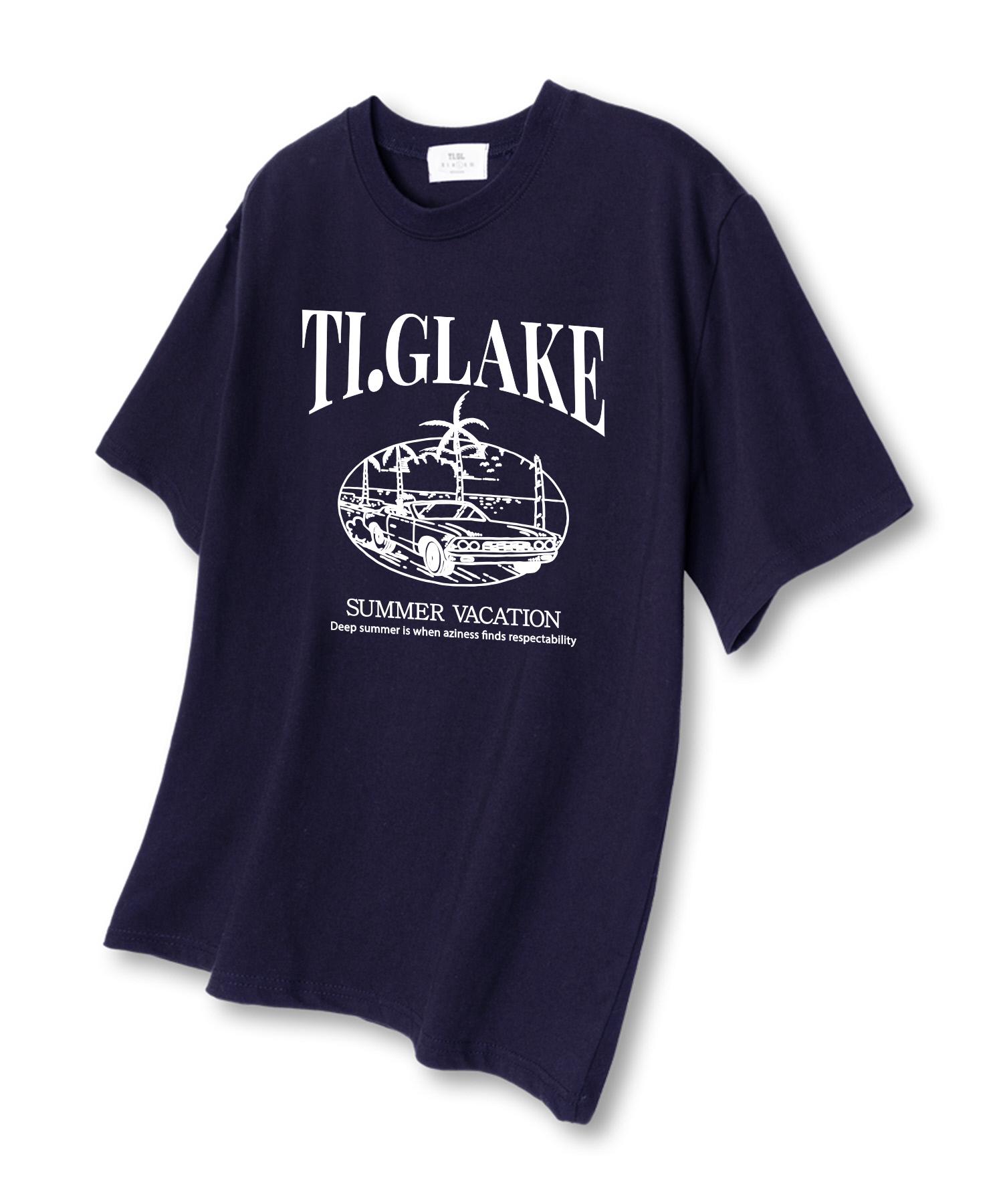 Tee Glake Open Car Vacation Oversized Short Sleeve T-Shirt Navy L