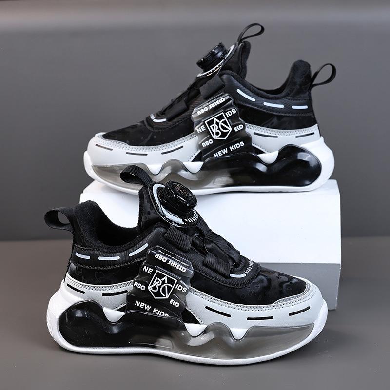 Boys' shoes 2025 spring new primary school children's leather surface waterproof soft sole non-slip explosive sports running shoes