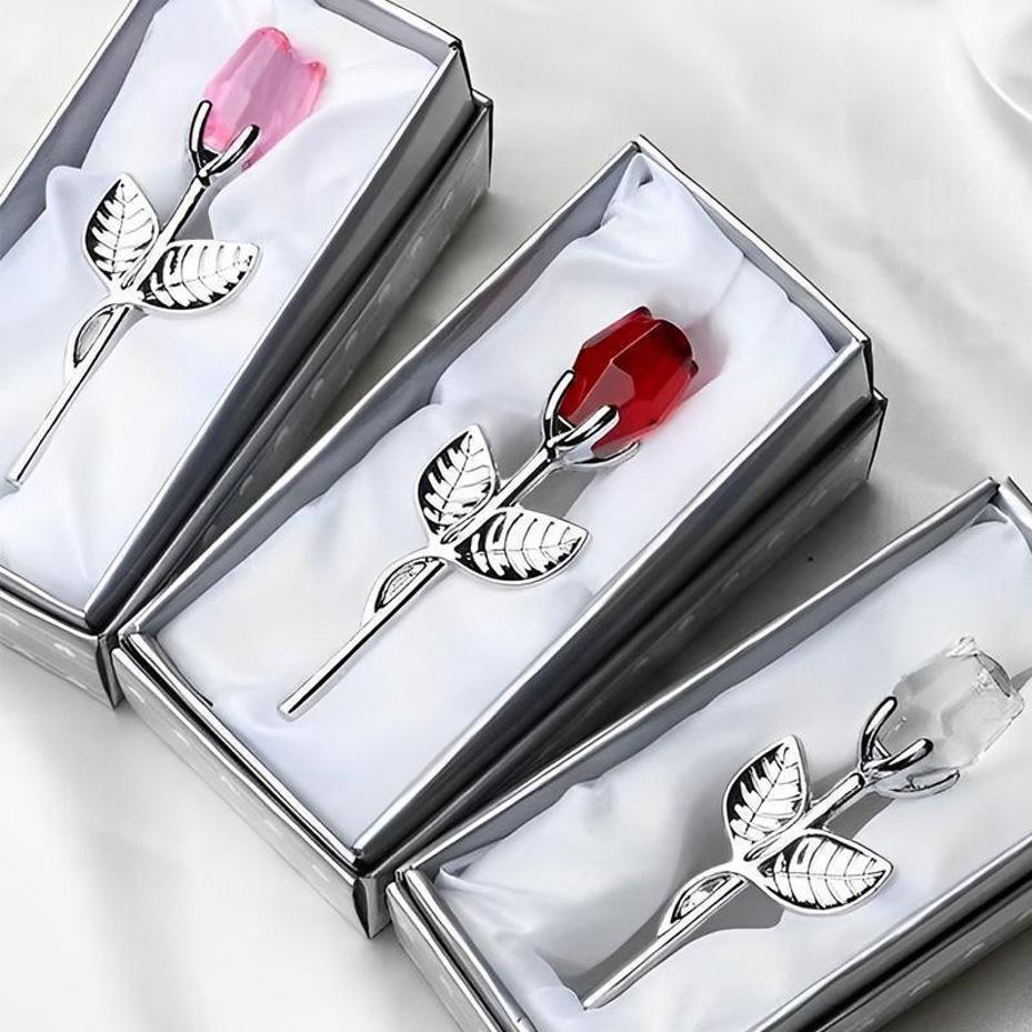 1 Pcs Mini Clear Crystal Glass Roses Artificial Flower Ornament Home Living Room Decor Romantic Valentine Gift For Girlfriend