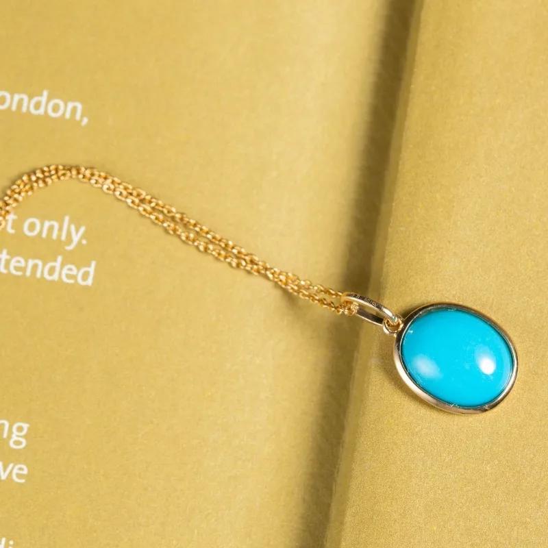 Oval Turquoise Necklaces Classic Charm New In Blue Pendant Minimally Designed Suitable for Daily Jewelry Gifts Accessories