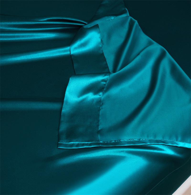 Summer Luxury Satin Silk-like Bed Sheet Set (Flat Sheet/Fitted Sheet + Pillowcase) Solid Color Mattress Cover Twin Full Queen