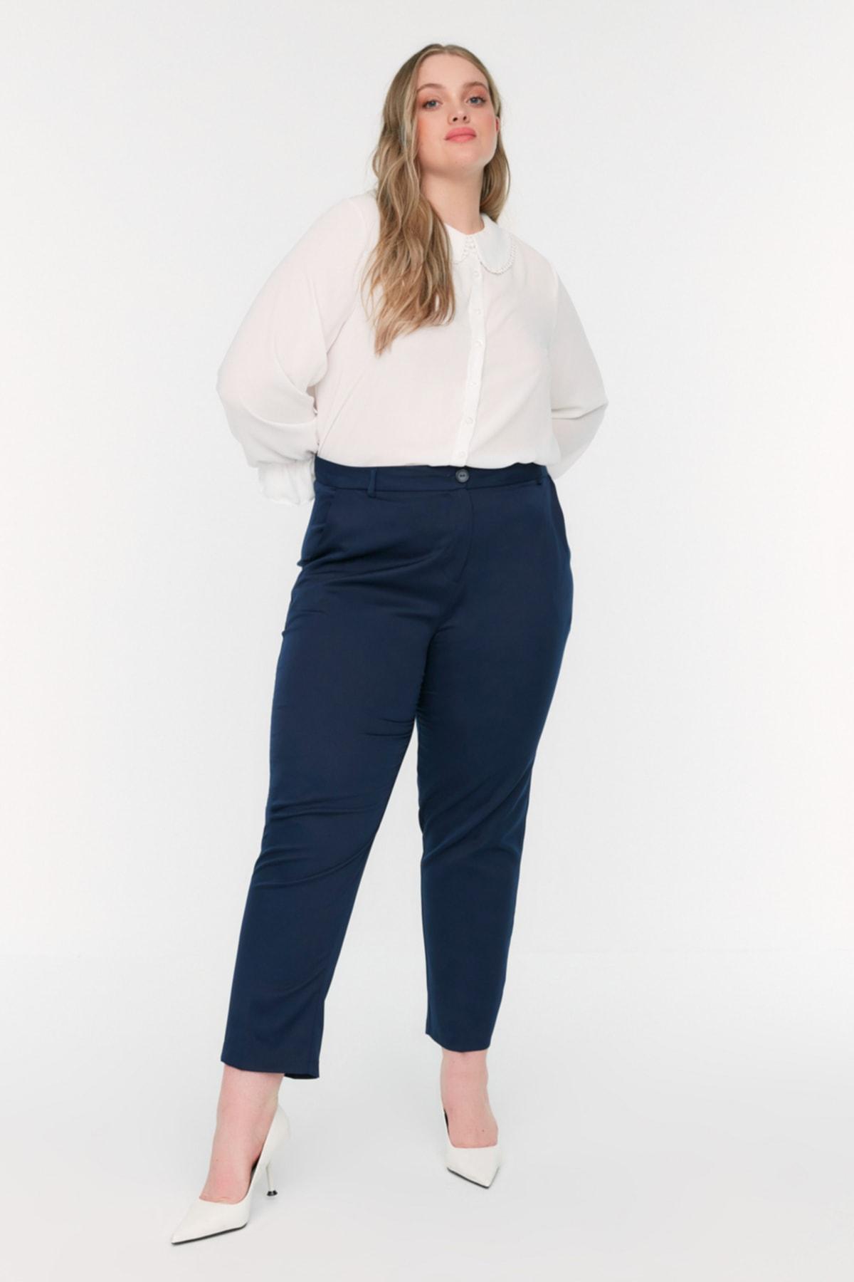 

Темно-синие брюки сигаретного цвета TBBSS22PL0296..